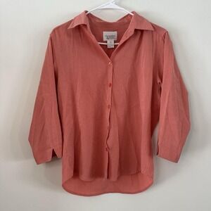 VTG Women's Christopher & Banks Blouse‎ Top Shirt Salmon Pink Small 3/4 Sleeve